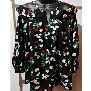 NWOT Floral Off Shoulder Button Down Blouse